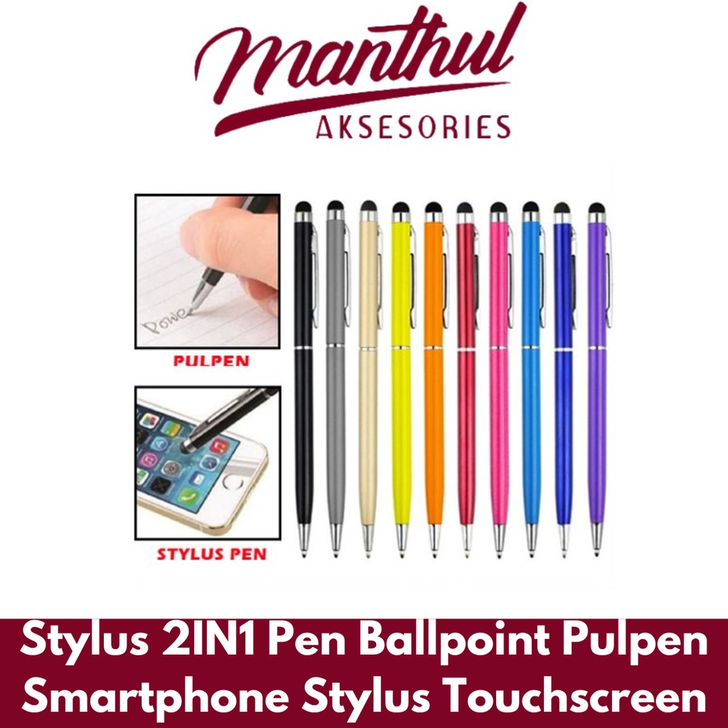 Stylus 2IN1 Pen Ballpoint Pulpen Smartphone Stylus Touchscreen