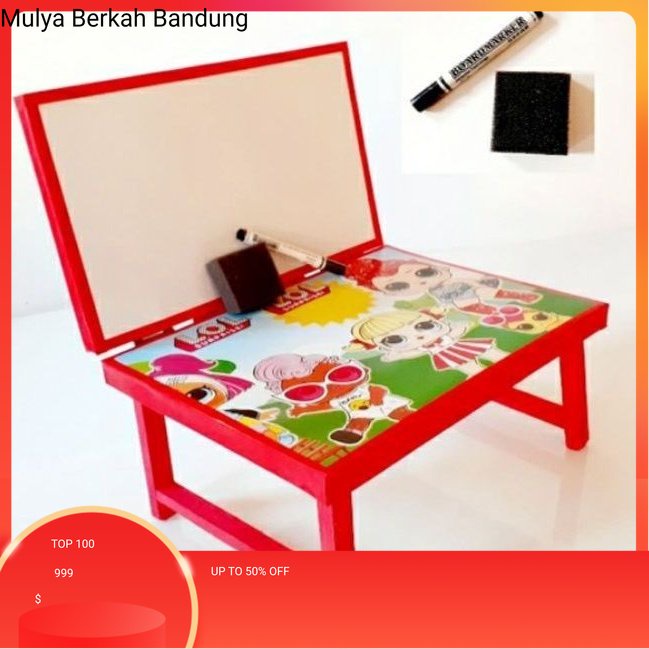 

Meja Belajar plus papan tulis Lipat Karakter Anak Minimalis gratis spidol dan penghapus/Whiteboard lucu unik multifungsi
