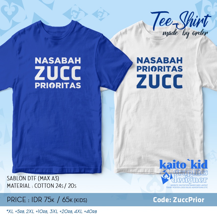 Kaos NASABAH PRIORITAS FACEBOOK ZUCC BCA lucu unik bisa custom desain bebas