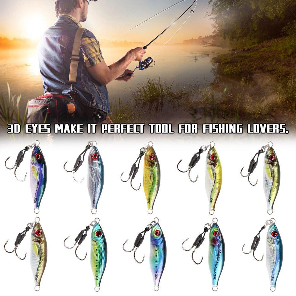 Top Metal Simulasi Memancing Umpan Ikan Kecil Simulasi Ikan Kecil 30G 59MM Double Bass Hook Lead Casting