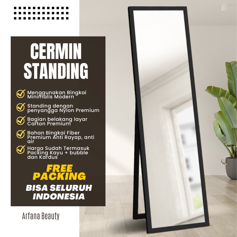 Kaca Cermin Full Body Aesthetic Cermin Standing Mirror Dinding Minimalis Rias Besar UK.157 x 48 cm Termurah Terlaris
