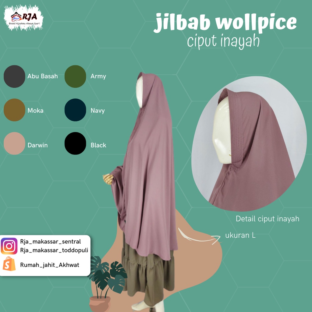 Jilbab Syari Wolfis Ciput Inayah - Jilbab Syari Pet Garis (jilbab ciput inayah)