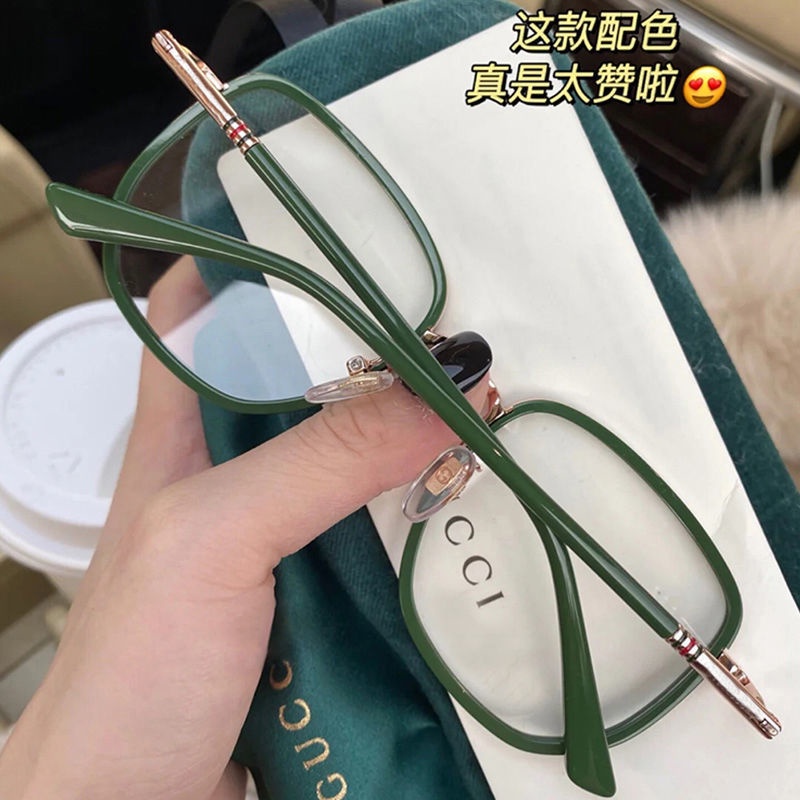 【Support wholesale】COD Korean version of irregular large frame glasses frame retro green female round face Eyeglasses D713