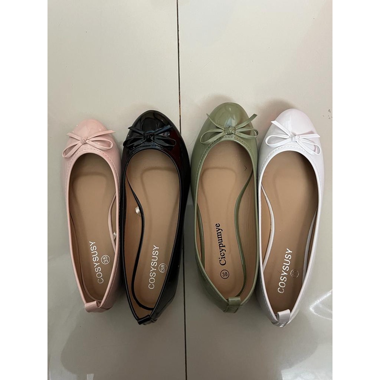 [MAMASILO] Sepatu  Pesta Flat Shoes Pita Wanita Import