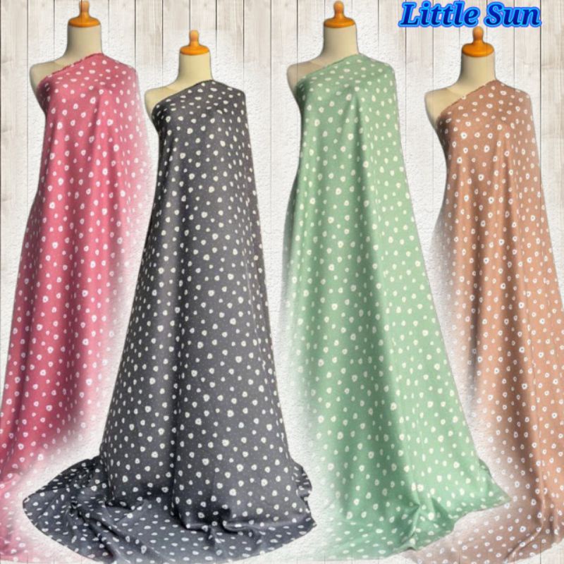 Kain Shakila Motif Polkadot Daun in the moon Bunga Little Sun  harga setengah meter