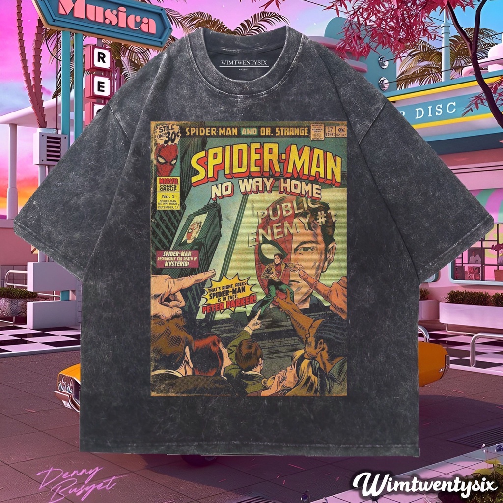 Wimtwentysix “Spiderman no way home public enemy” Oversize T-shirt | kaos washed | vintage tee