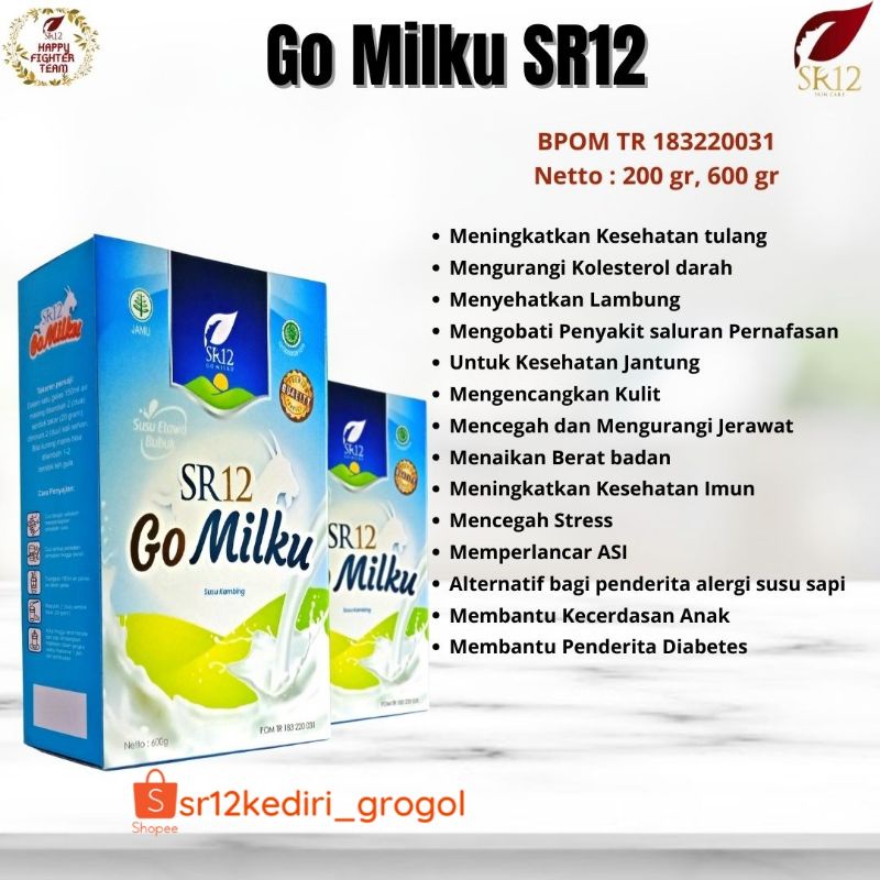 

GO MILKU SR12/SUSU KAMBING ETAWA/ASI BOOSTER/SUSU KESEHATAN