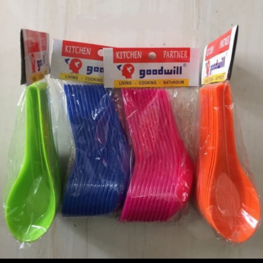 1 lusin) sendok bebek plastik warna