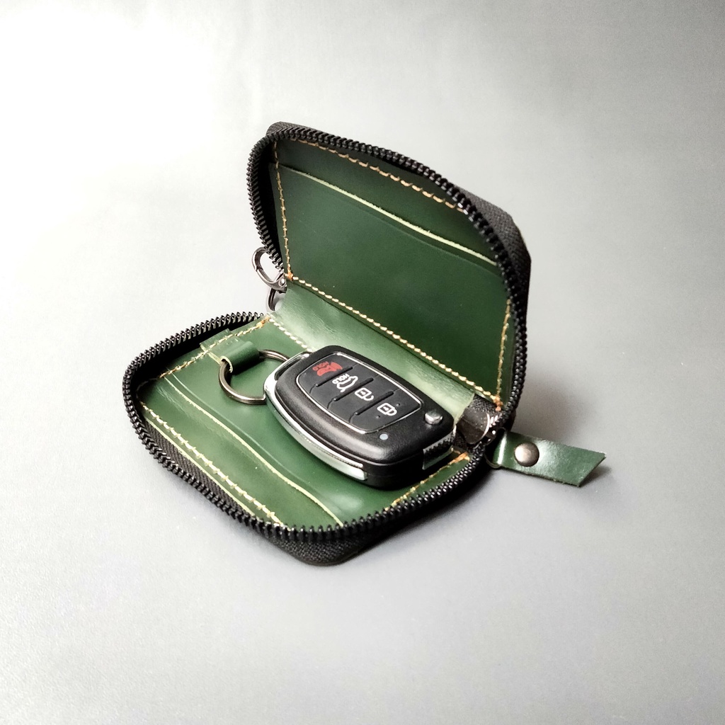 Dompet Stnk Mobil Kulit Green Gantungan Kunci Keyless [ Kulit Asli ]