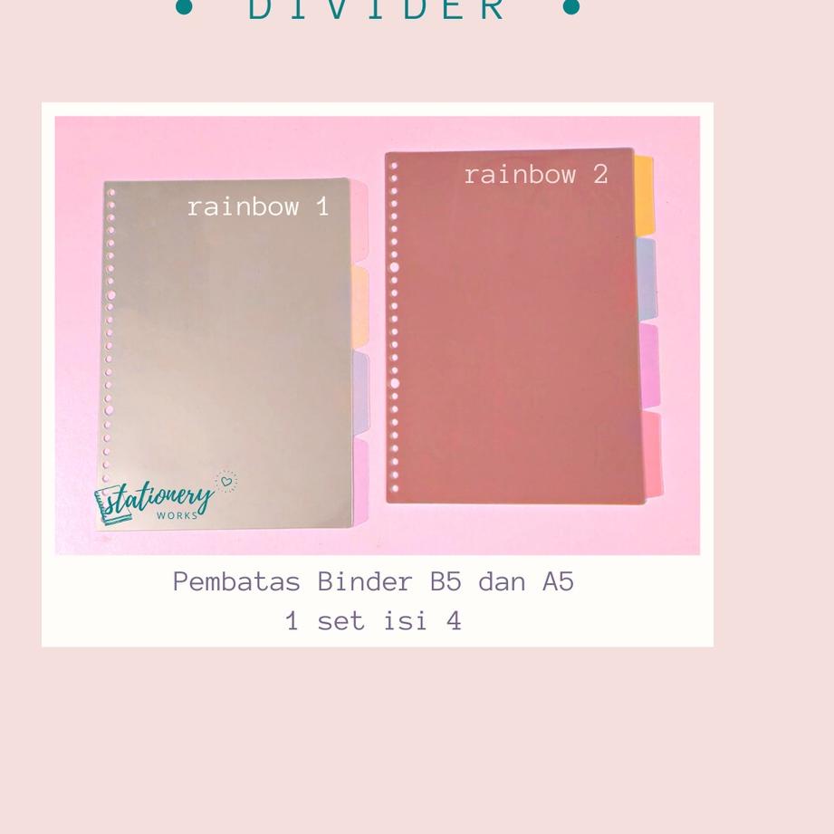 

[KODE PRODUK HN8AU9259] Binder Divider - Loose leaf divider A5 B5 - Pembatas binder - Pastel rainbow untuk jurnal planner