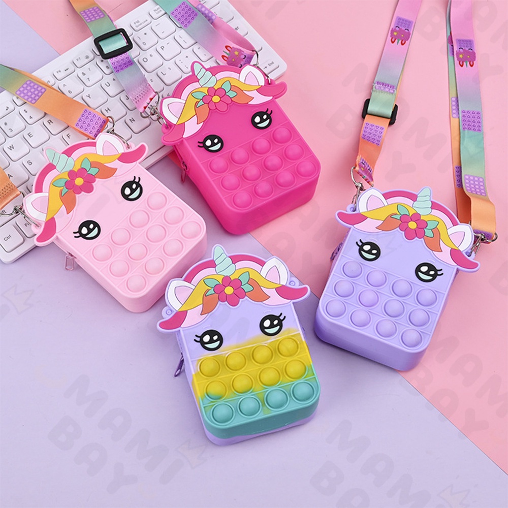 OKEYI Tas pop it anak selempang unicorn Impor