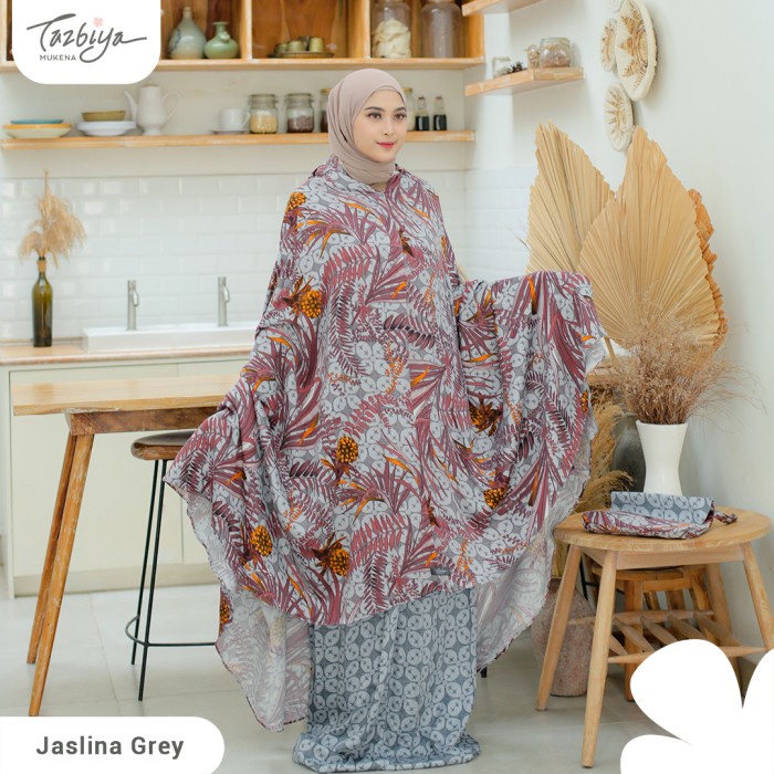 

MUKENA TAZBIYA KOMBINASI 2IN1 JASLINA SERIES ALLSIZE / MUKENA DEWASA - GREY