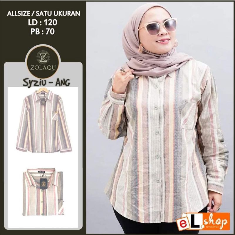 Atasan Wanita Kemeja Zolaqu Original Blouse Kancing Depan Baju Perempuan Bahan Katun Triset Premium