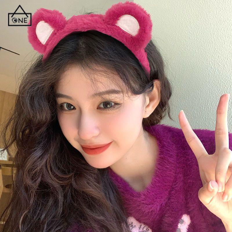 COD❤️Bando Karakter Telinga Bear Lucu Korea Headband Bandana Ikat Kepala Cuci Muka Wanita Beruang Stroberi Mewah Ikat Kepala Jepit Rambut Import Lucu Hiasan Kepala