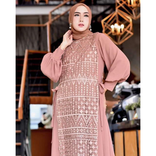 DRESS TIARA - DRESS PESTA MEWAH - DRESS PESTA - BAJU GAMIS PESTA MEWAH