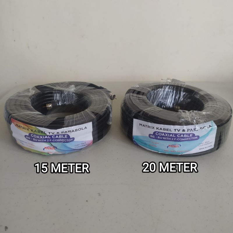 MATRIX / MAINTECH KABEL ANTENA TV / PARABOLA RG6 + 2 F KONEKTOR + JACK ANTENA MALE
