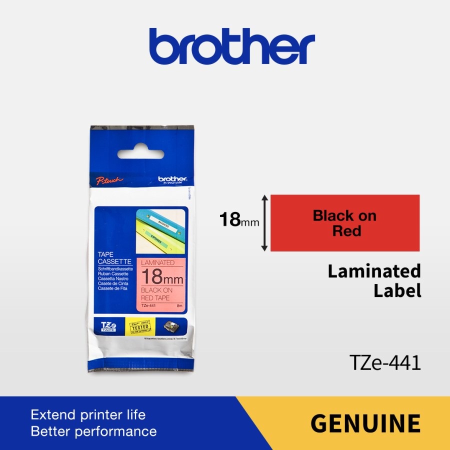 

Brother Color Tape TZE-441 18mm Laminated Black On Red