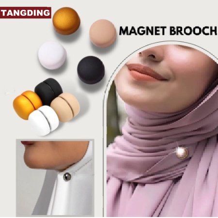 【COD Tangding】Bros Kancing Magnetik Bentuk Bulat Untuk Aksesoris Hijab Muslim