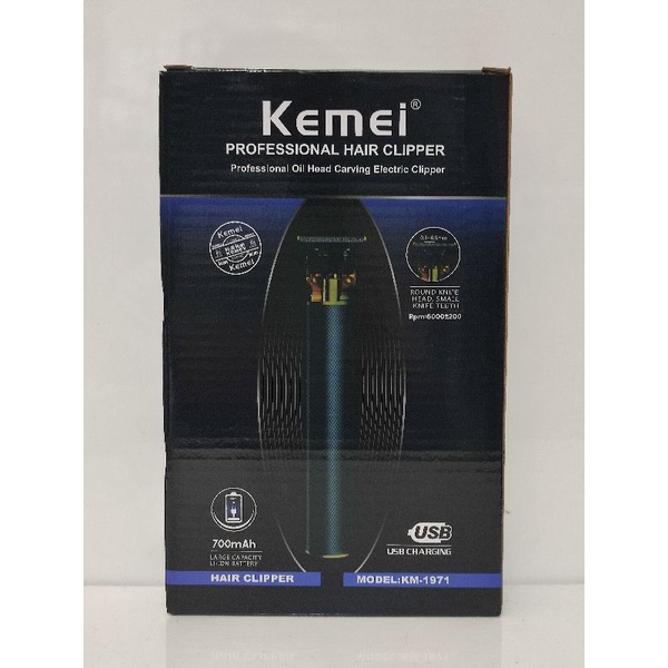 Alat Cukur Rambut Jenggot Kumis KEMEI KM 1971  Elektrik Dapat Di isi Ulang Tanpa Kabel - Hair Clipper Professional Barber Trimmer Deteailer Elektrik