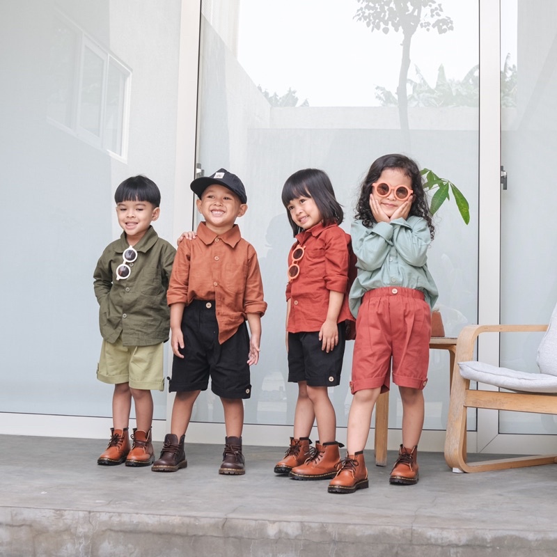 BASIC SHIRT - Promo 10.10 Atasan Anak Kemeja Bayi Baby Kids Cewek Cowo Perempuan Laki Katun Lucu Murah 1-6 Thn