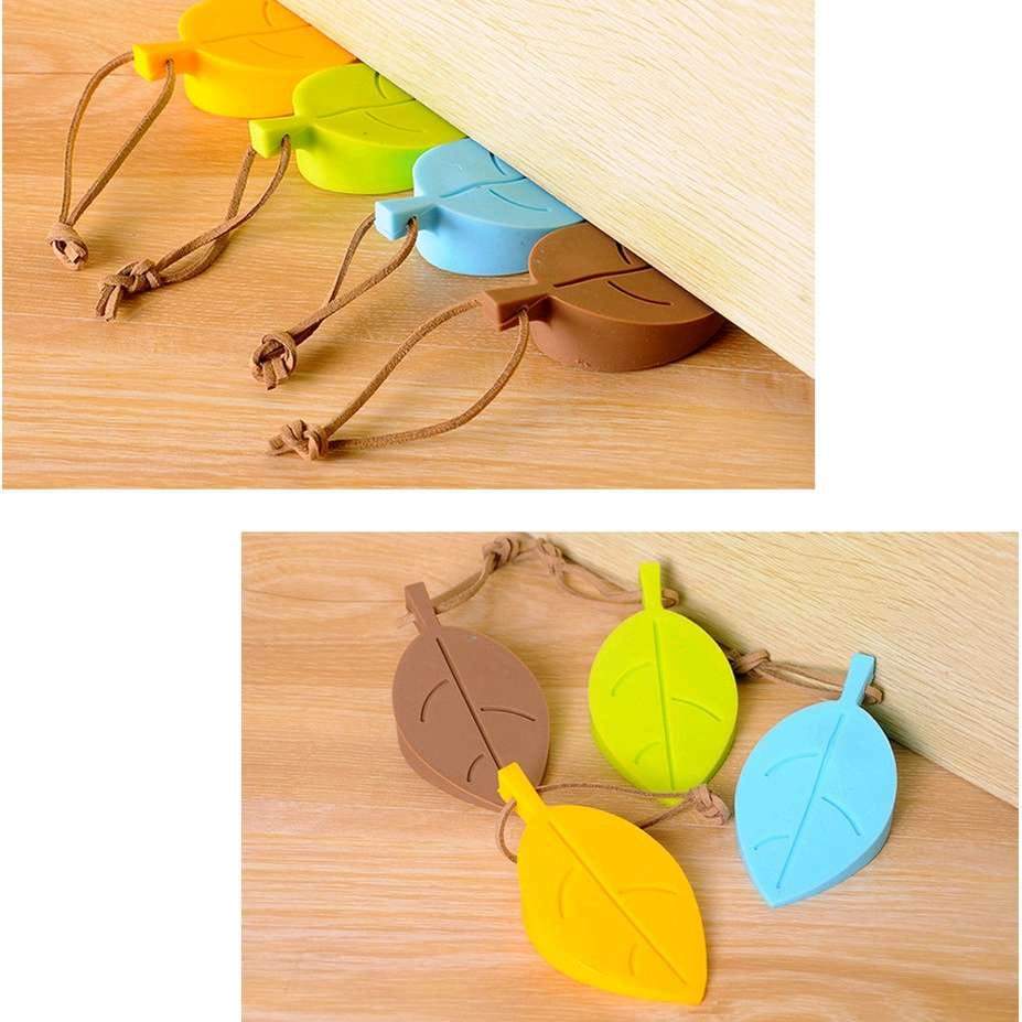 Penahan Pintu Door Stopper bentuk daun Bahan Silikon Pengganjal Ganjalan Pintu