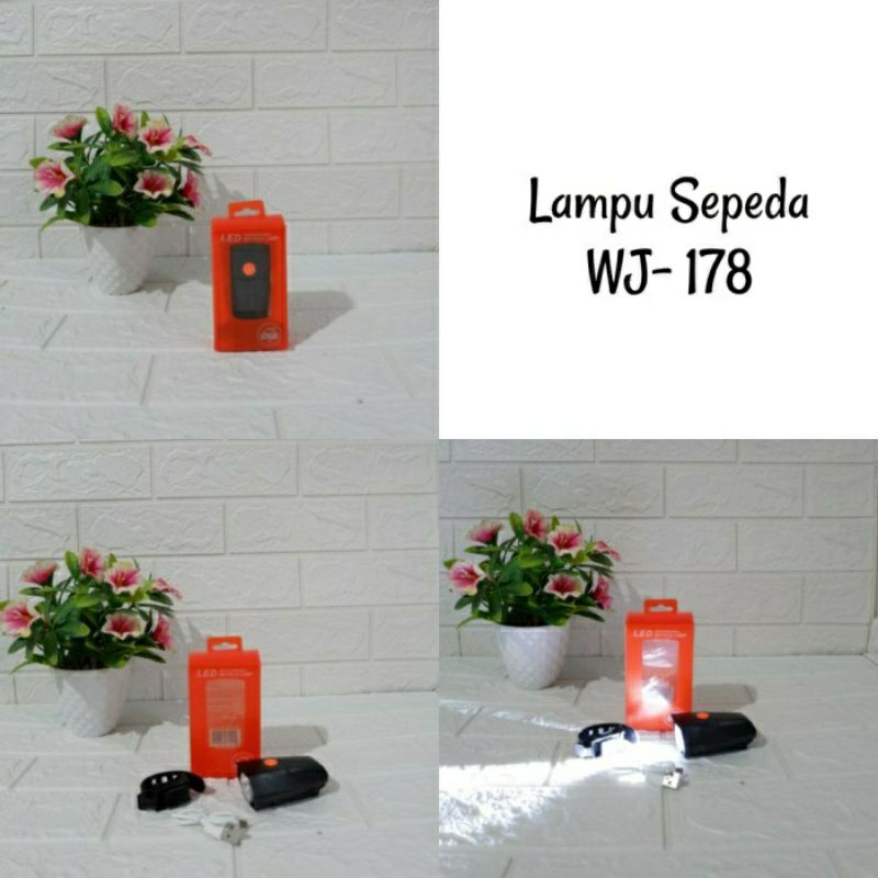 WJ-718 Lampu Led Senter Depan Sepeda Cas Rechargeable Waterproof