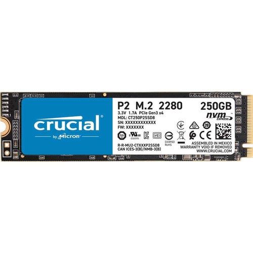 Crucial P2 SSD 250GB / 3D NAND / M.2 NVMe / 5 Years Warranty