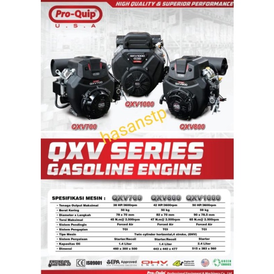 mesin penggerak QXV 1000 pro Quip 50hp