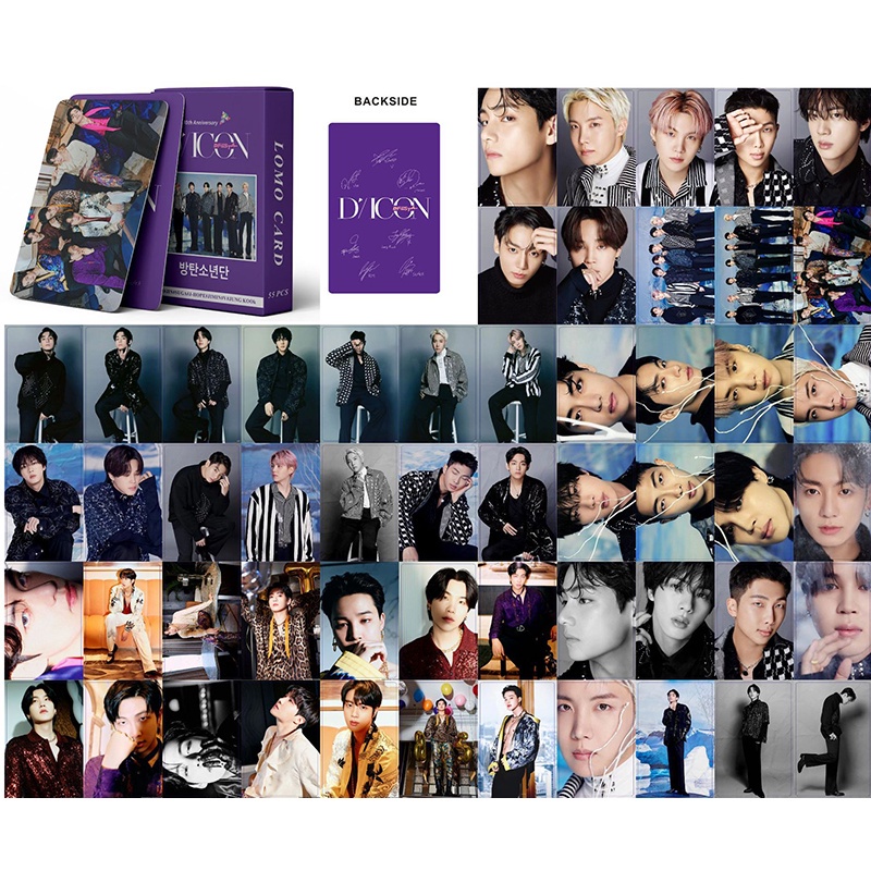 55pcs / Kotak Kartu LOMO Foto BTS 2022 DICON Album