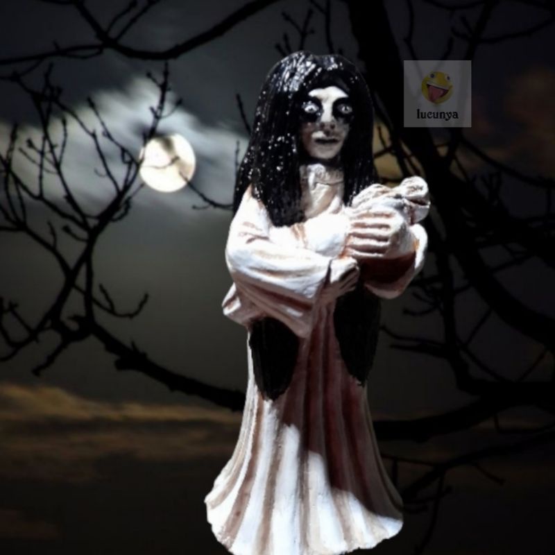 hiasan aquarium dekorasi aksesoris diorama miniatur bonsai miniatur tengkorak kuntilanak pocong akua