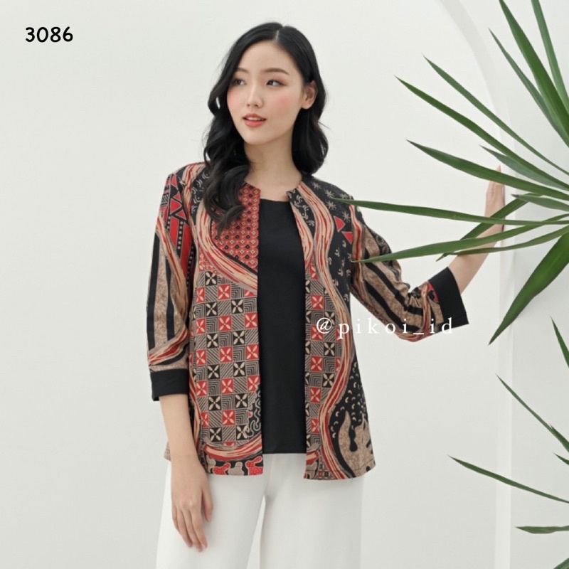 Atasan Batik wanita modern lengan panjang / baju seragam batik kantor / 2962 / 242