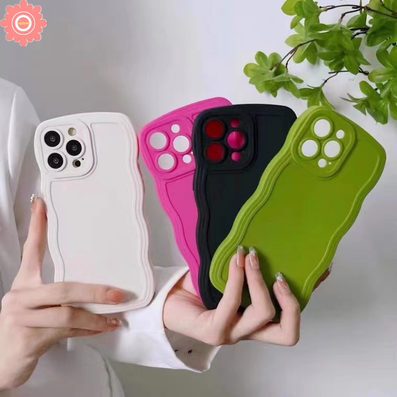 Casing Tepi Gelombang Shockproof Vivo Y36 Y11 Y12 Y02 Y75 Y12i Y22 Y20 Y15 Y15s Y35 Y21 Y33s Y16 Y11s Y15A Y12s Y17 T1 V20 V23E V21 Y30 Y21s Y91C Y91 Y55 Sarung Warna Permen Simple Solid