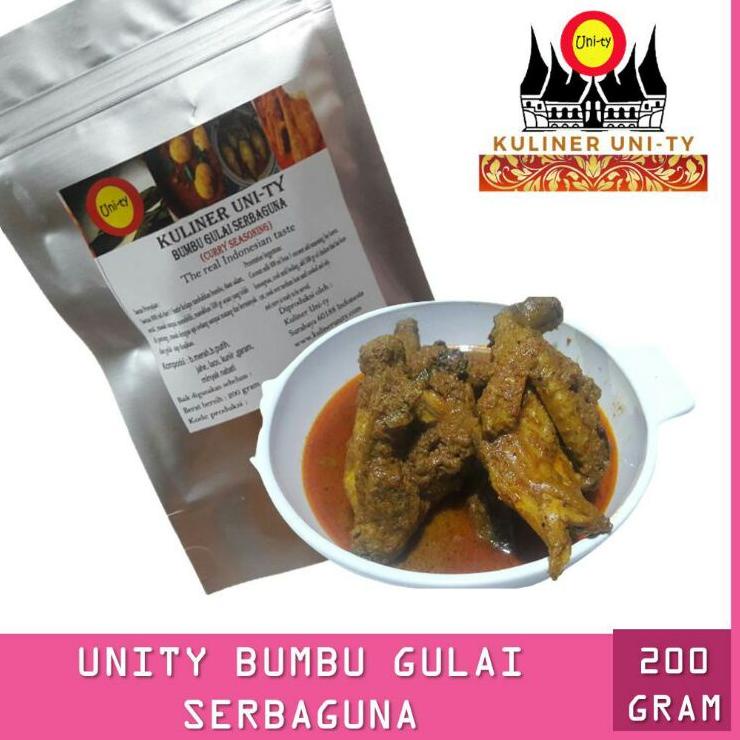 

Bisa COD Unity Bumbu GULAI SERBAGUNA padang asli minang Premium QUALITY 200 gr, bisa untuk memasak ayam, daging, cumi, jeroan murah