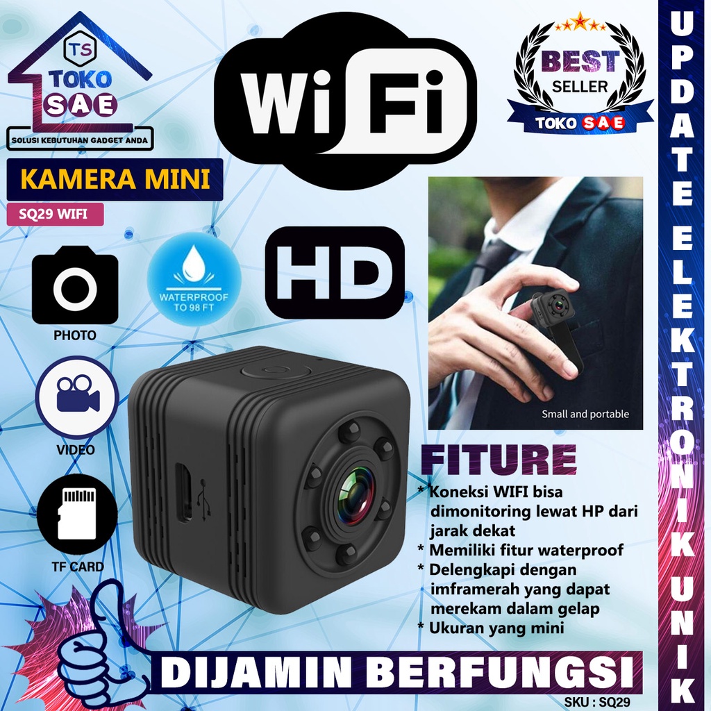 Kamera Action Cam SQ29 Mini Camera Wifi Resolusi Full HD 1080P Waterproof Tahan Air Camera Record Fo