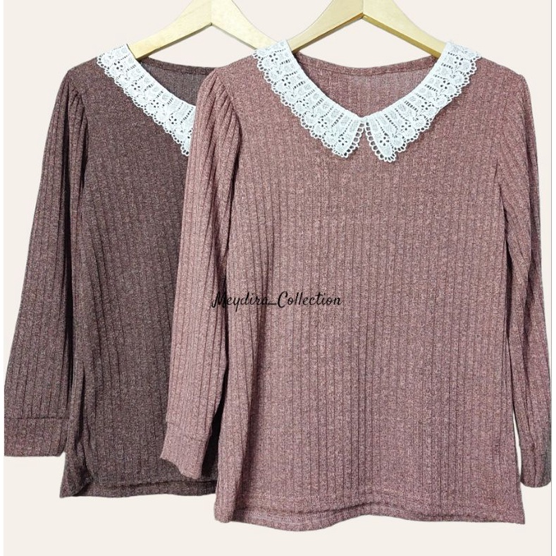 Keiko Atasan Style Korea Kerah Renda