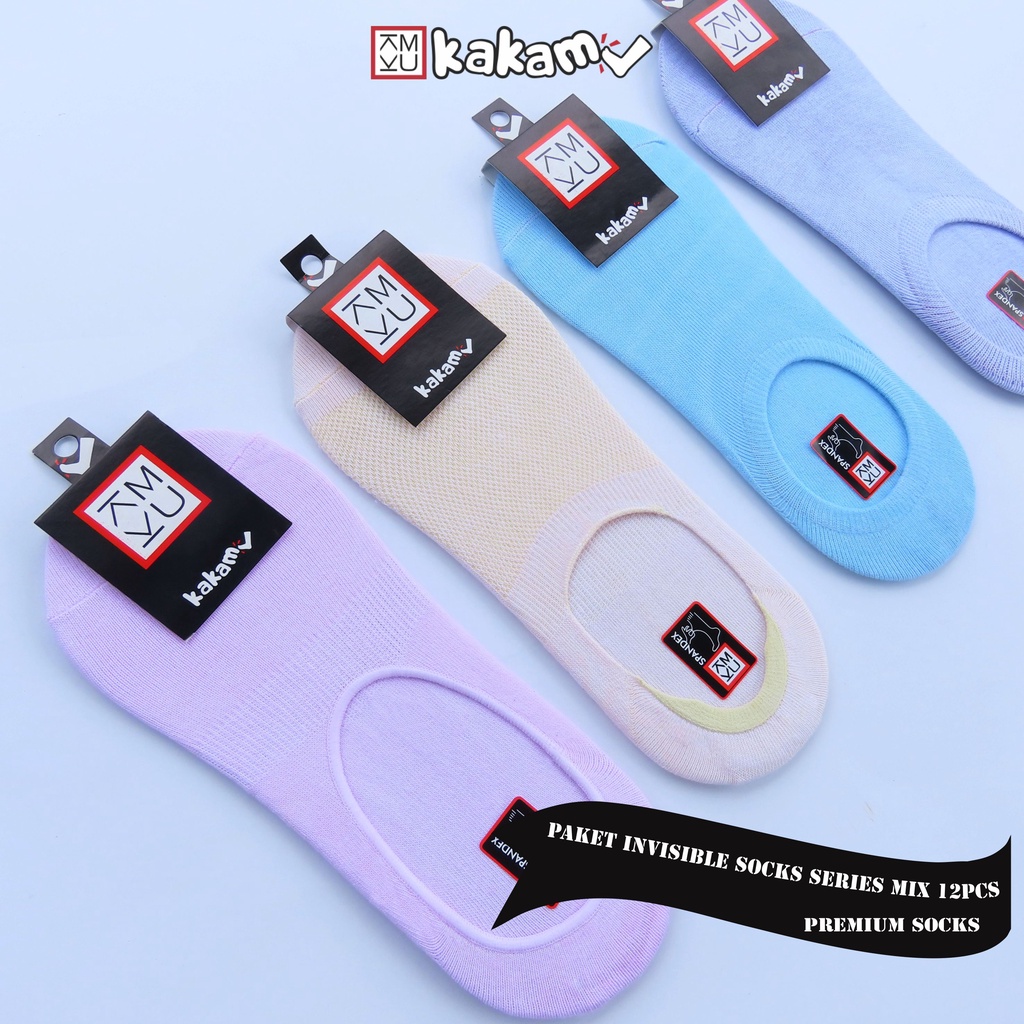 Kakamu Paket Kaos Kaki Pendek Hidden Socks / Invisible Socks Mix 12pcs