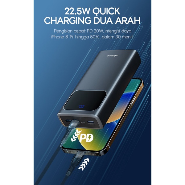 POWERBANK 20000 MAH VIVAN VPB C20 22,5W FAST CHARGING PD QC3.0 VOOC