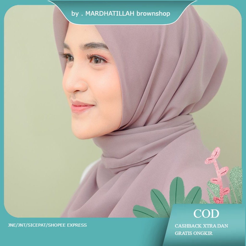 kerudung jilbab segi empat BELLA SQUARE polos bahan double hycon ( pollycotton ) premium jahit tepi 