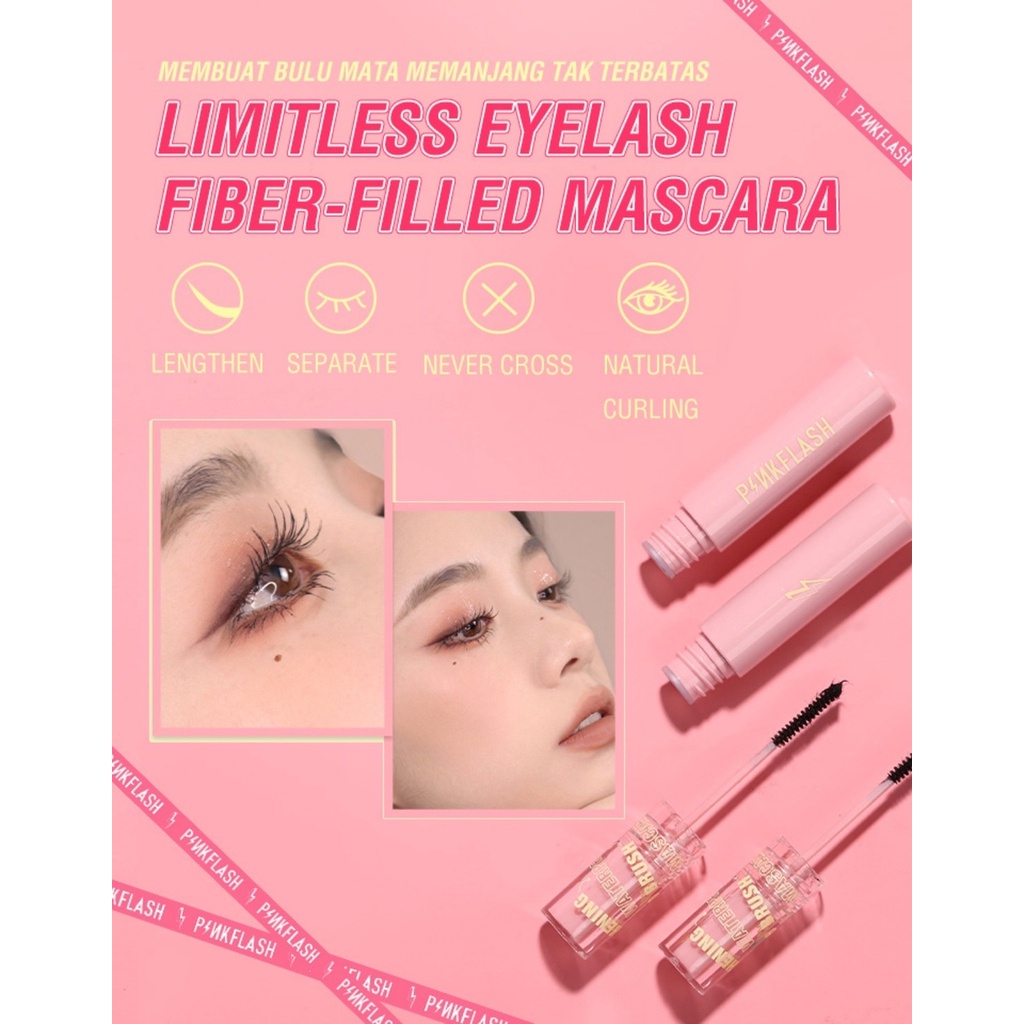 PINKFLASH Lengthening Waterproof Micro Brush Mascara | Black Maskara Hitam | PINK FLASH PF-E10