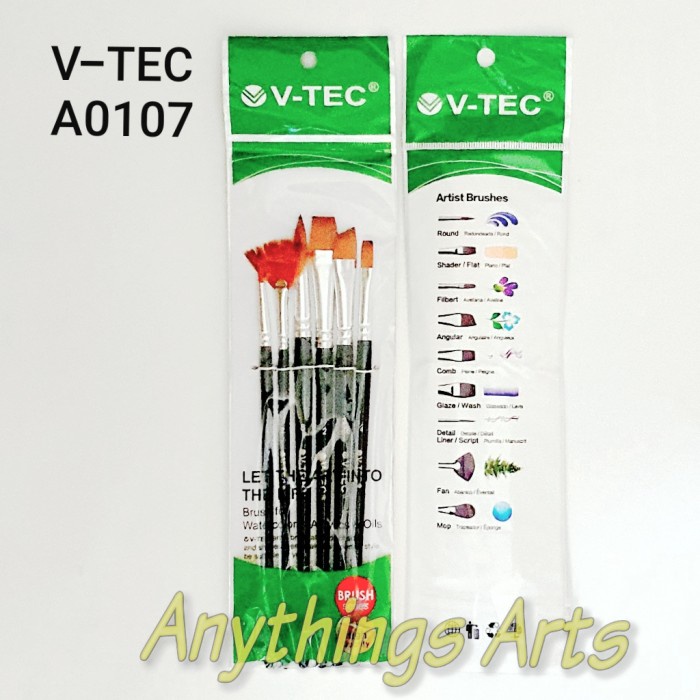 

Hemat V-Tec Brush A0107 Set 6 / Kuas Lukis Limited