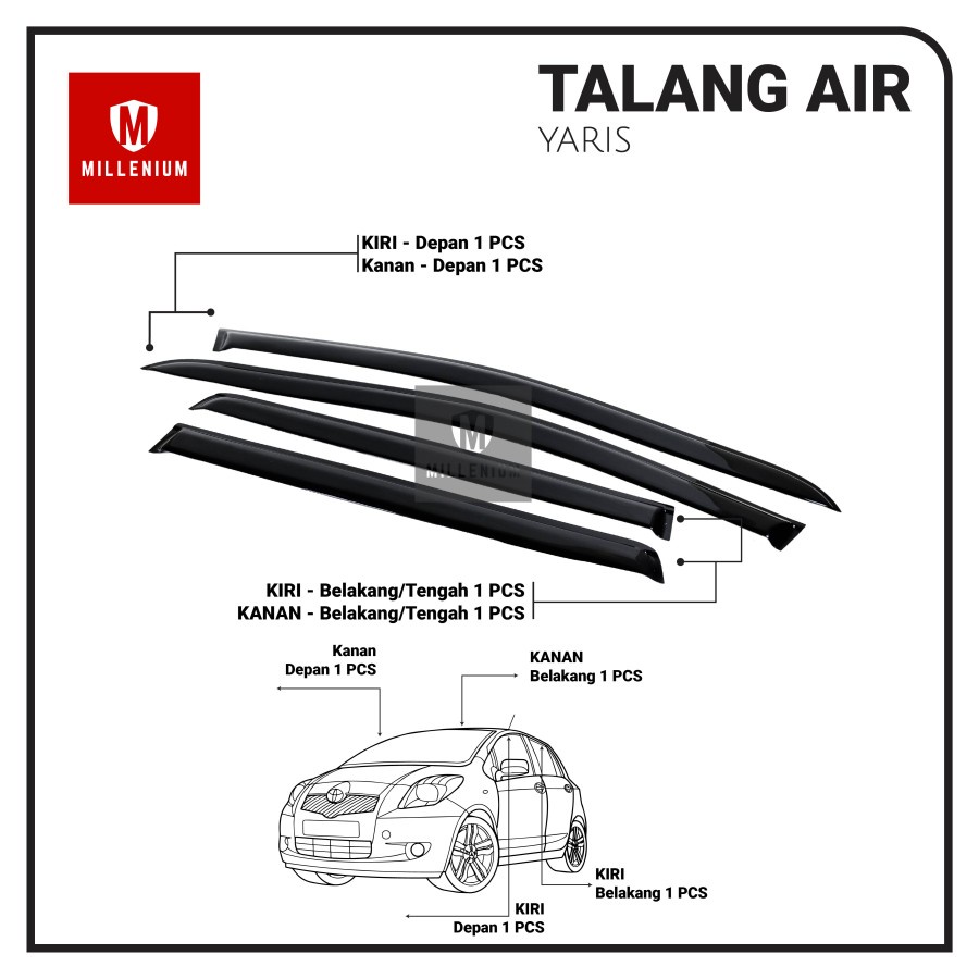 TALANG AIR PINTU MOBIL TOYOTA YARIS LAMA 2004 - 2012 MODEL SLIM