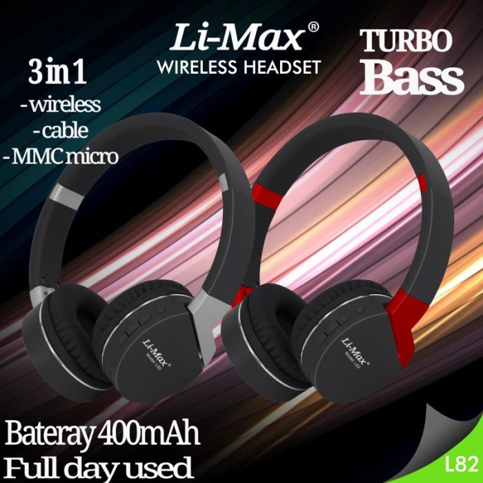 Headphone Li-Max L82 3 in 1 Connect Wired Wireless Turbo Bass Headset Bando