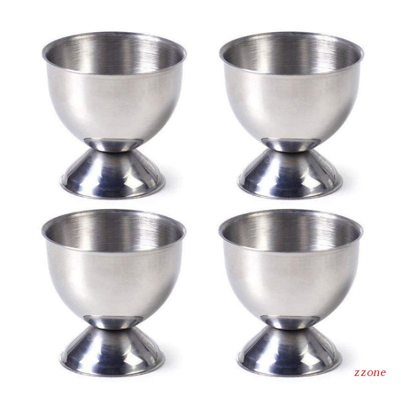 Set Holder Telur Rebus Bahan Stainless Steel Dengan 4 Cup