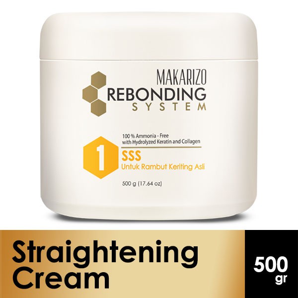 Makarizo Professional Rebonding System Straightening Cream Super Gold Gold Edition Anti Resistant Pot 500 mL