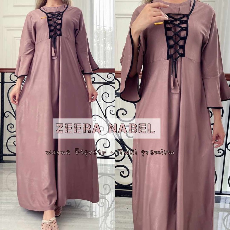 Daster Arab Zeera NABEL Long Dress Gamis Twill Premium