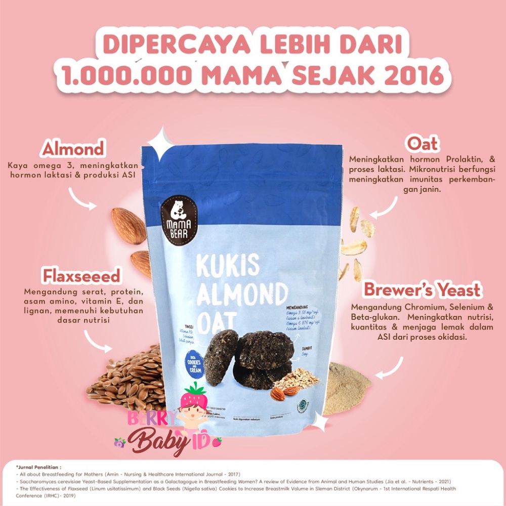 Mama Bear Kukis Almond Pelancar Asi Bumil Busui Keluarga MamaBear Berry Mart