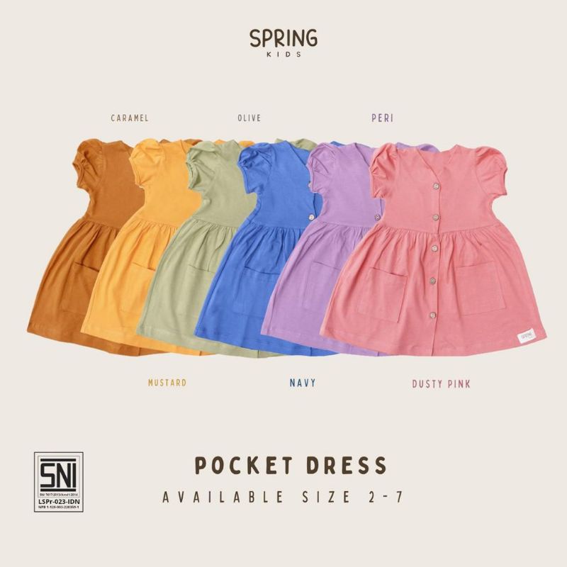 SPRING KIDS - POCKET DRESS - DRESS ANAK PEREMPUAN - DRESS ANAK - DRESS BAYI