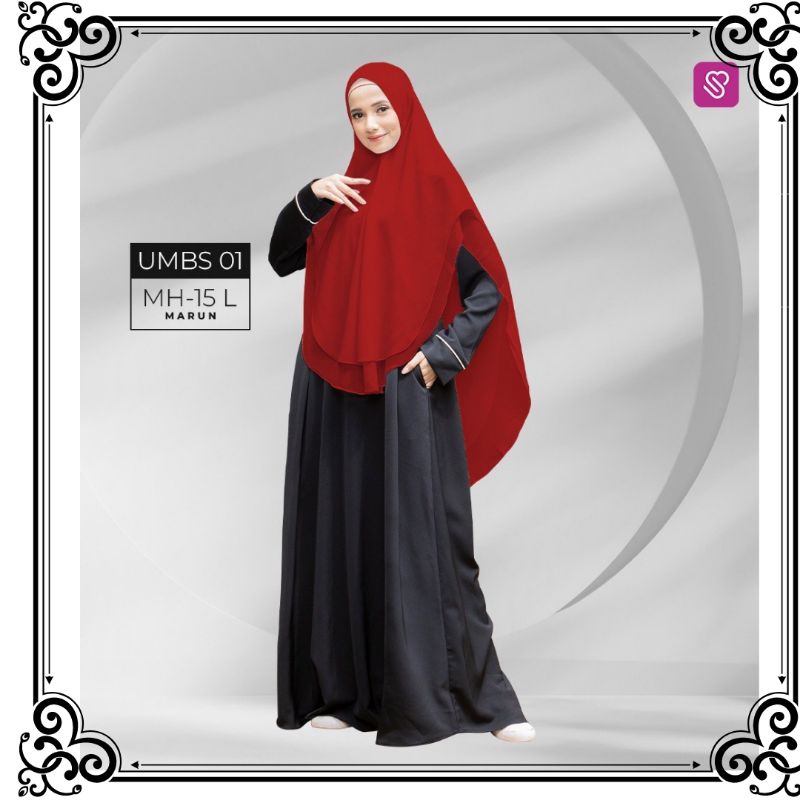 Gamis Hitam Polos Wanita Terbaru Baju Model Abaya Jetblack Premium Ukhti Munira UMBS01 Gamis Saudi D