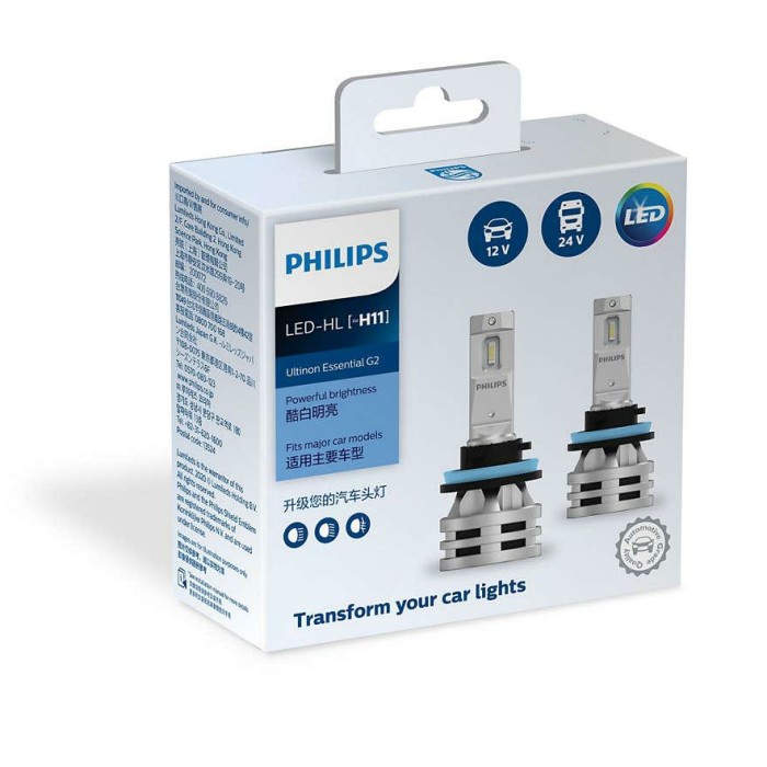 Lampu Utama Mobil Putih PHILIPS LED Headlamp H11 Ultinon Essential