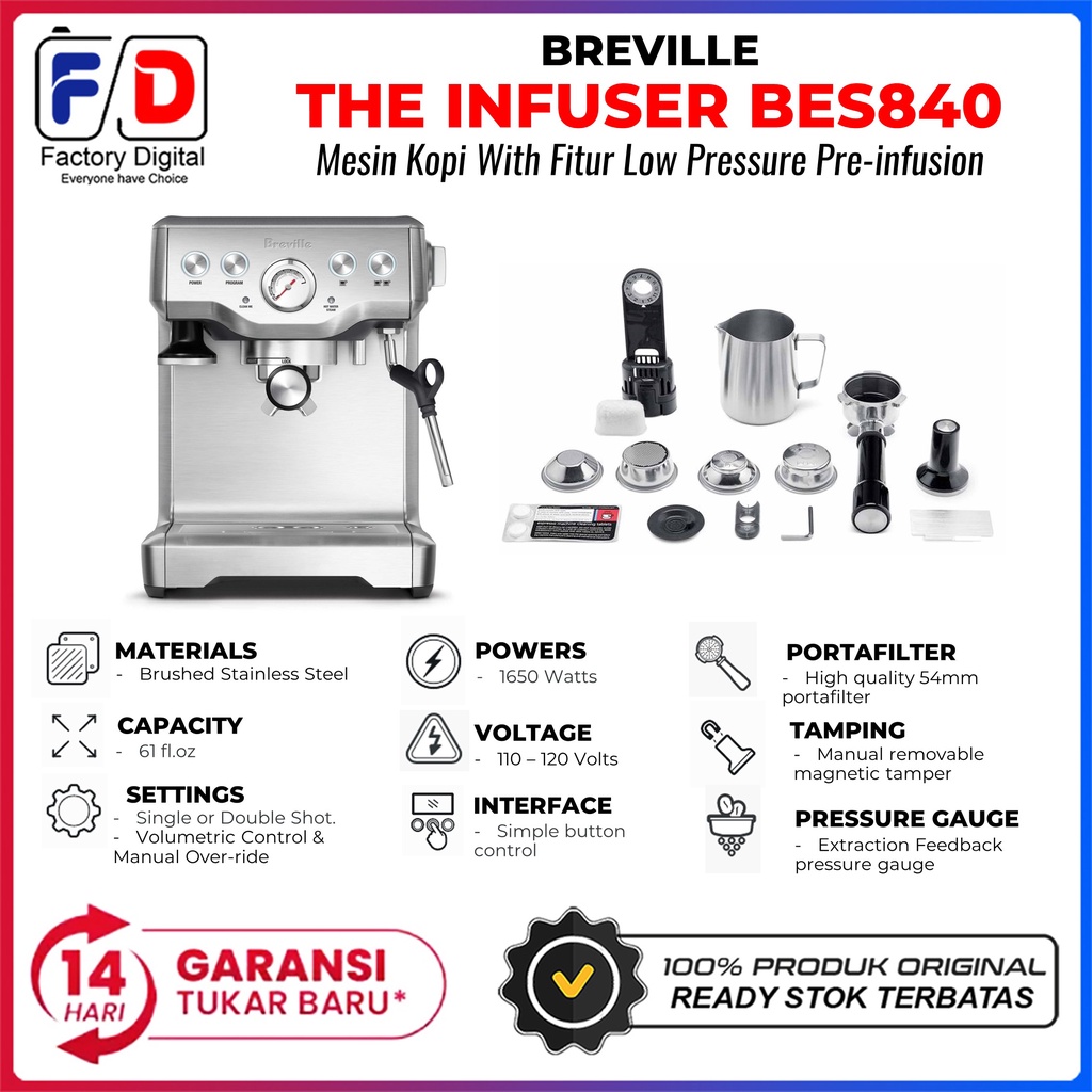 Mesin Kopi Breville The Infuser Espresso Coffe Maker Breville BES840